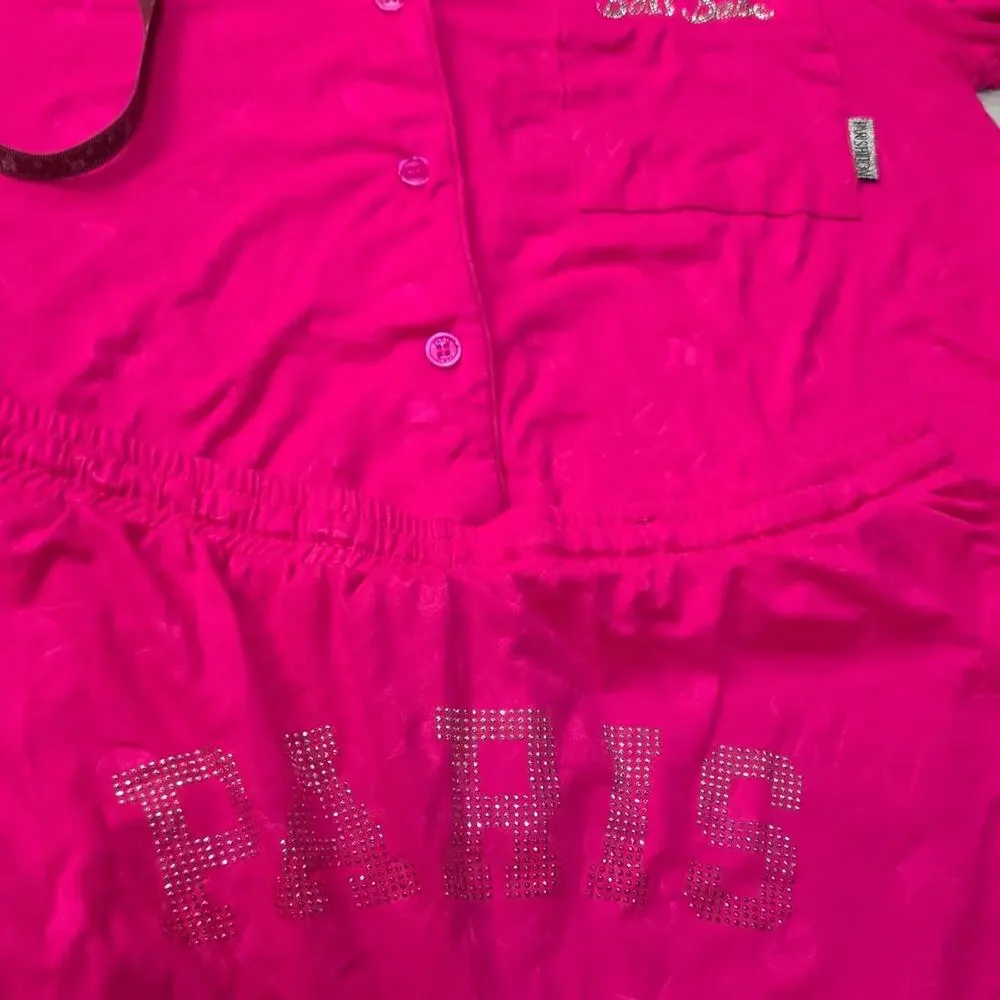 Paris hilton pink satin pajama